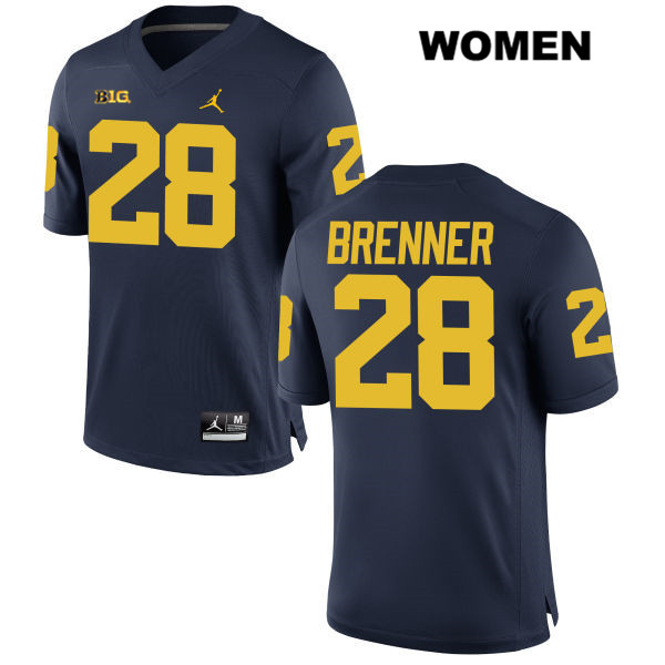 Women's NCAA Michigan Wolverines Austin Brenner #28 Navy Jordan Brand Authentic Stitched Football College Jersey LO25U64QJ